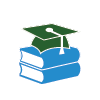 Graduation cap on books